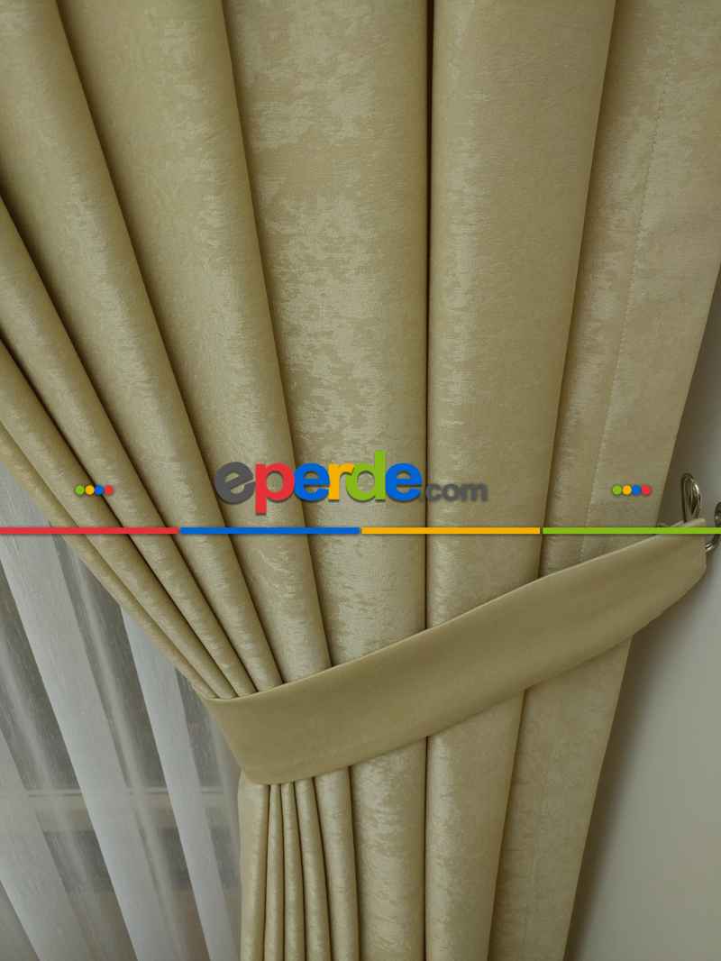 Oturma Odası - Soft Koyu Krem Fon Perde (150)- Krem Koyu
