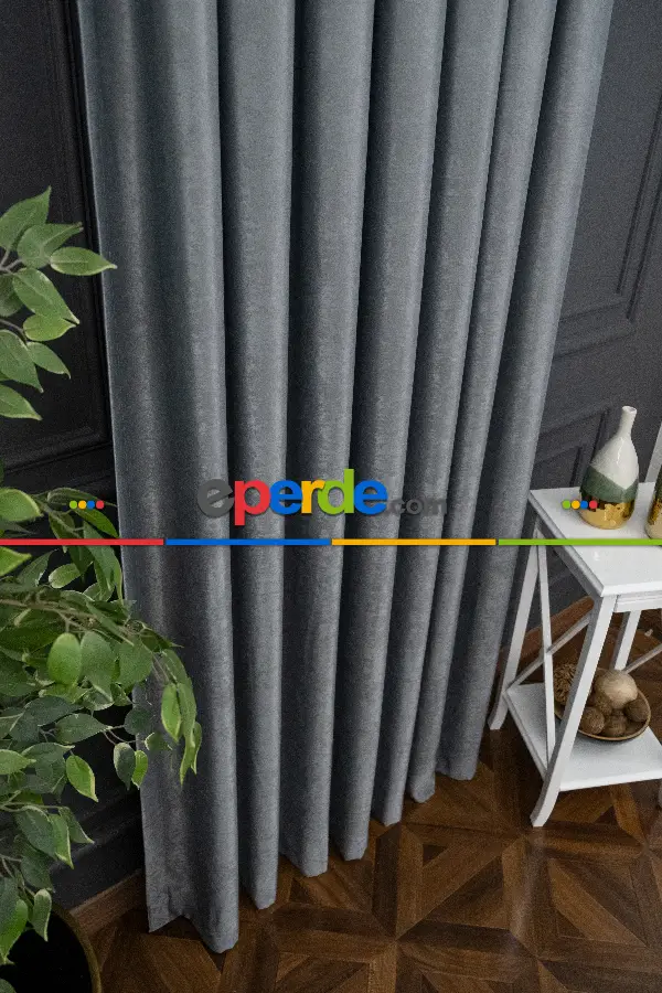 Yatak Odası - Soft Gri Yumuşak Dökümlü Fon Perde (180)- Gri-füme-antrasit