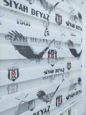 Zebra Perde- Dijital Taraftar Baskılı Beşiktaş Zebra Perde- Siyah-beyaz