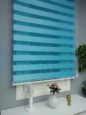 Perle Home Düz Mavi Zebra Perde