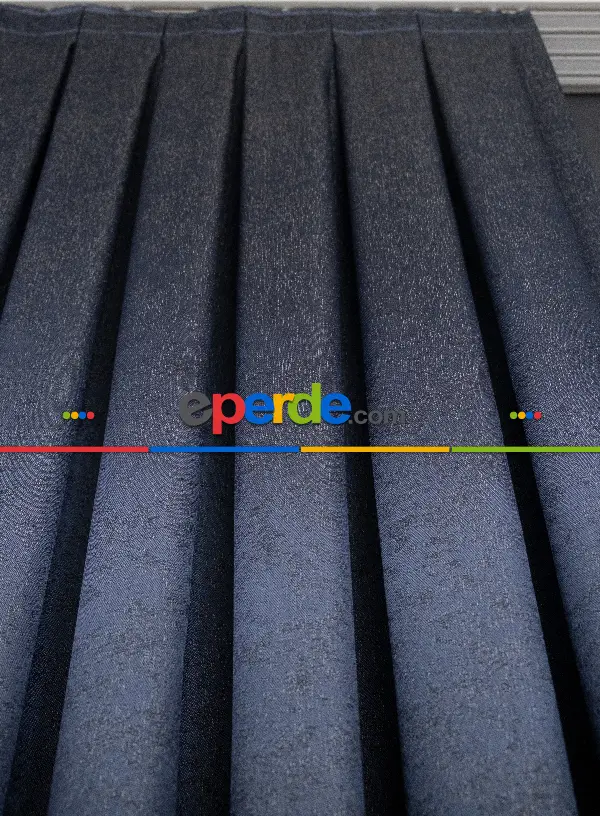 Yatak Odası - Lacivert Pano Fon Gramajlı Dökümlü Jakar Fon Perde (180)- Lacivert