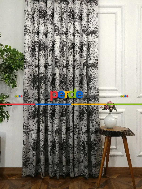 Jakar Dokuma - Spor Desenli Fon Perde- Siyah-gri Açık