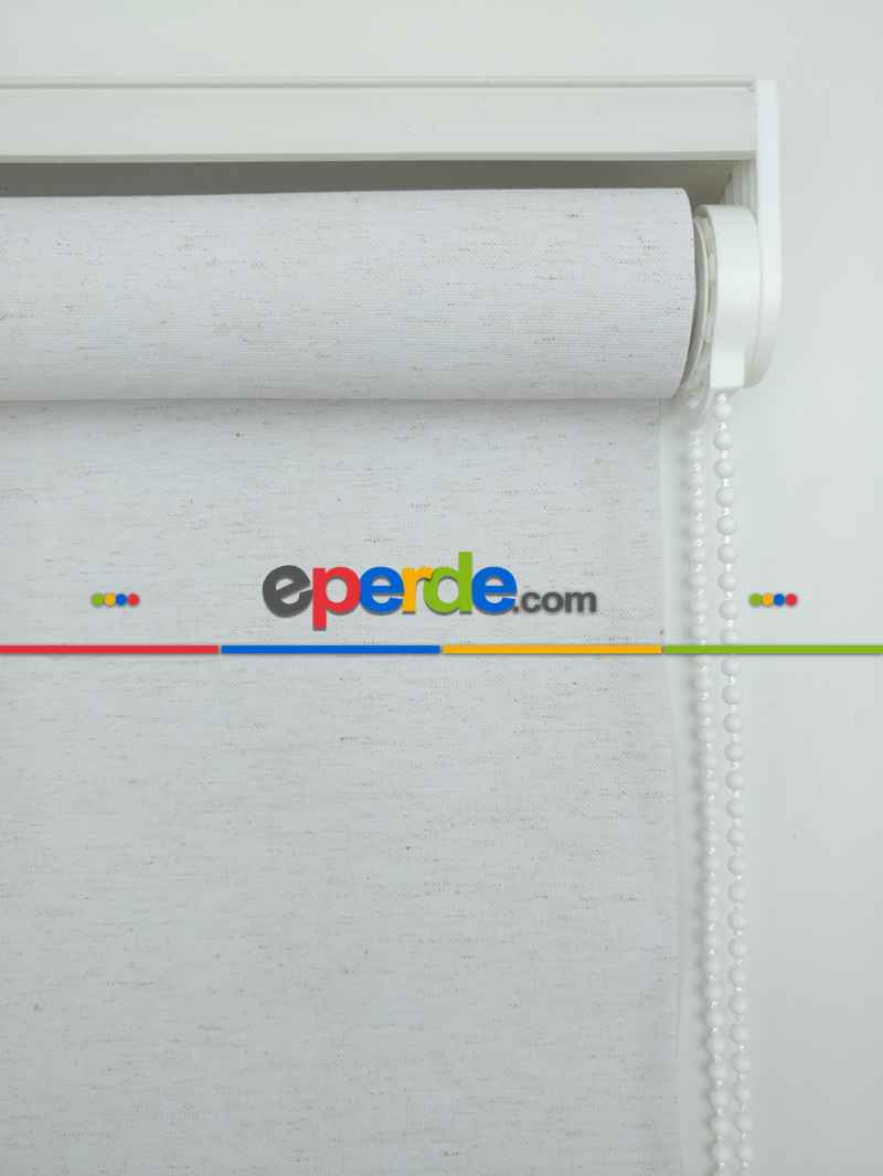 Stor Perde Keten Görünümlü Stor (pvc Kaplama) Kalın Dokulu- Krem Açık