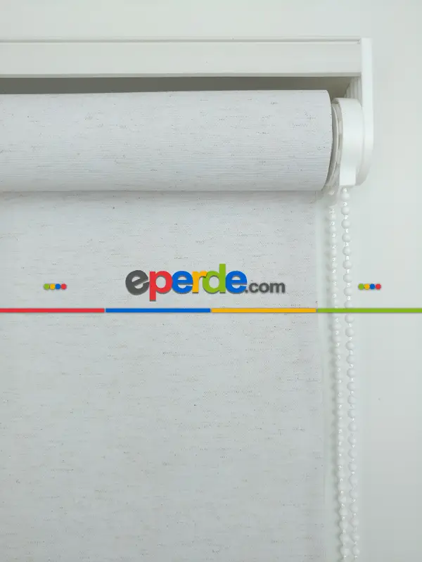 Stor Perde Keten Görünümlü Stor (pvc Kaplama) Kalın Dokulu- Krem Açık