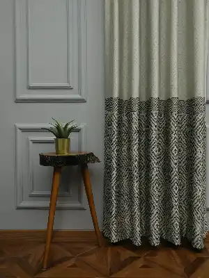 Modern Pano Fon Perde Bantlı Çift Renk - 501- Bej-füme-gri Açık