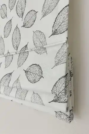 Mutfak - Yaprak Desenli Ütü İstemez Vintage Katlamalı Modern Mutfak Çocuk Odası Perdesi