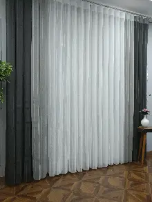 Lens Akıllı Dikey Tül Perde 110- Beyaz-gümüş-antrasit