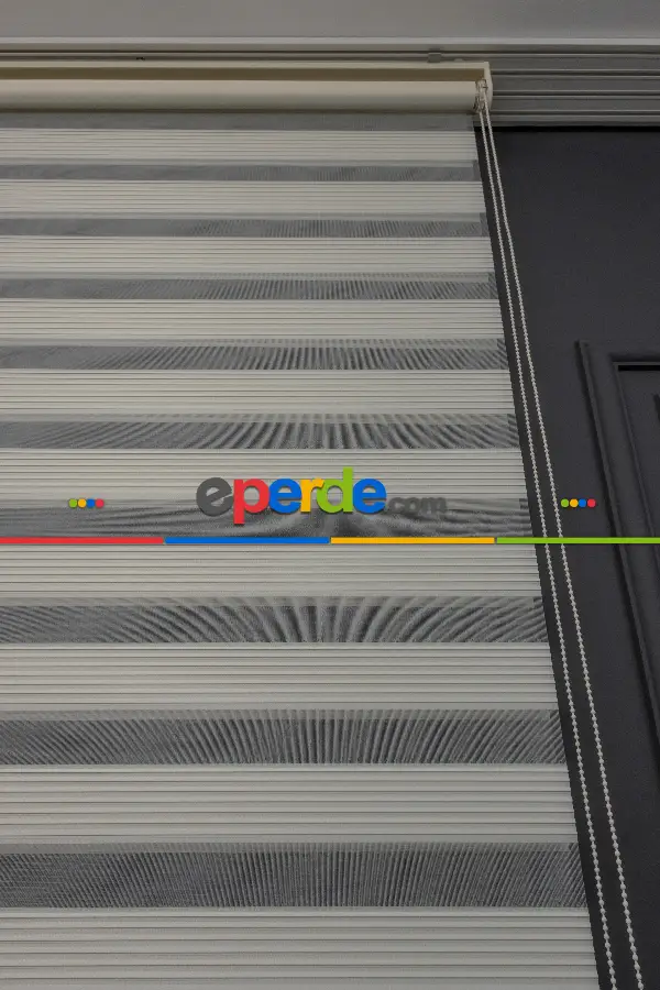 100x200 Hazır Krem Dar Plise Zebra Perde