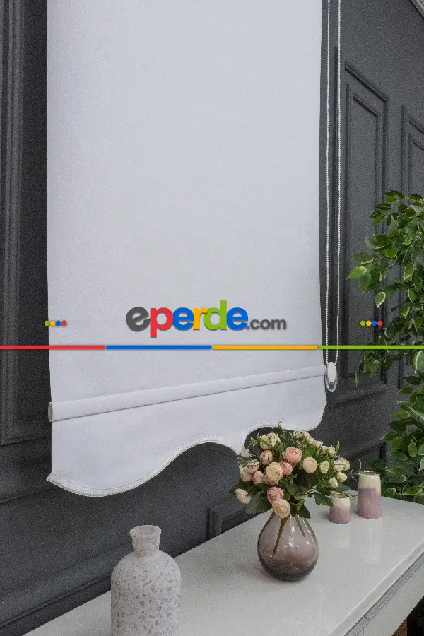 Stor Perde Düz Polyester Stor Güneşlik 1 Kalite Yıkanabilir Çiğ Beyaz