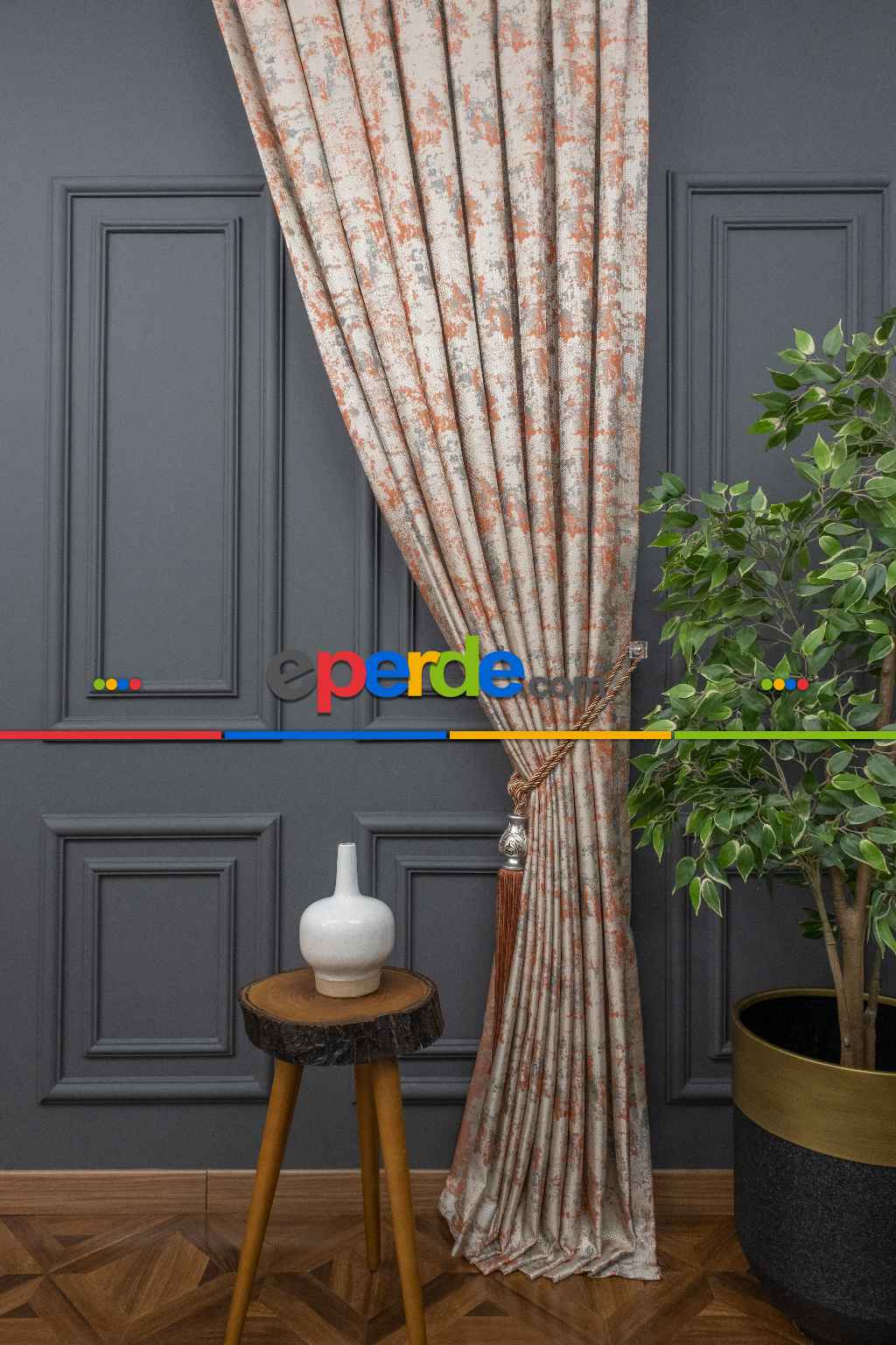 Salon Fon - Desenli Jakar Fon Perde En 150 Cm