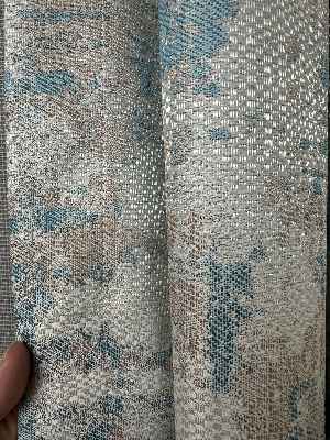 Patine Desenli Desenli Jakar Fon Perde (285 En) Turkuaz - Kahve Ve Krem Renklerinde