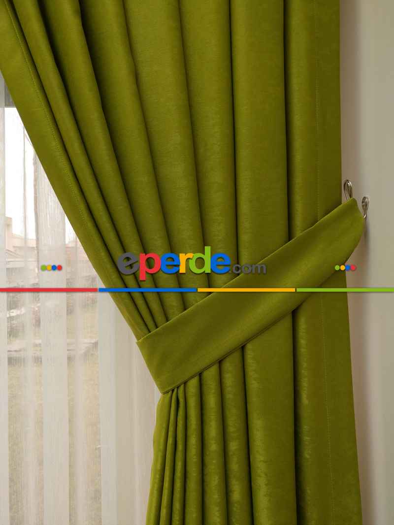 Soft Fıstık Yeşili Fon Perde Geniş En (285)- Fıstık Yeşili