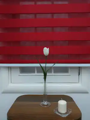 Zebra Perde-tual Kırmızı Renk Düz Zebra Perde- Kırmızı