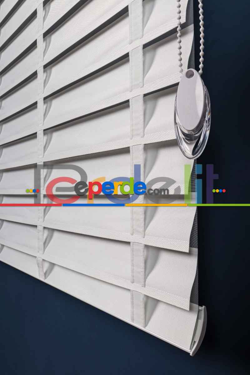 Beyaz 50mm Silüet Kumaş Jaluzi Perde