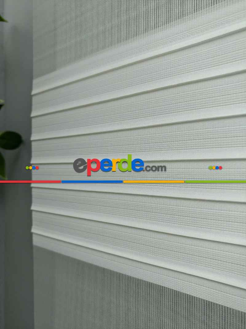 2025 Sezonu - Zebra Perde - Geniş Plise (pileli) Zebra Perde- Krem Açık-ekru