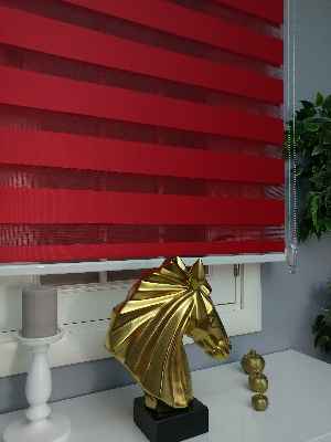 Salon - Perle Home Düz Zebra Perde Kırmızı