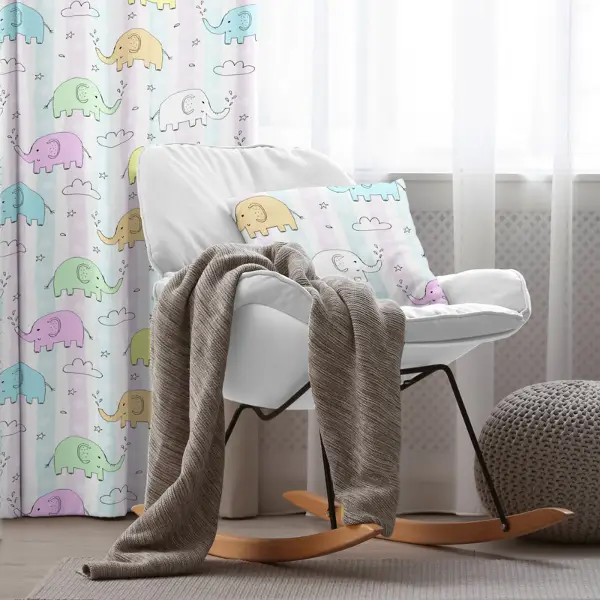 Çocuk Odası - Çocuk Desenli Fon Perde Evim916 Kumaşı Kalındır Duck Bezi Değildir- Mavi-beyaz