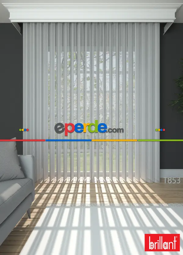 Brillant Akıllı Tül Perde Açık Gri Renkli Tül Dikey Zebra Perde Düz 1. Kalite