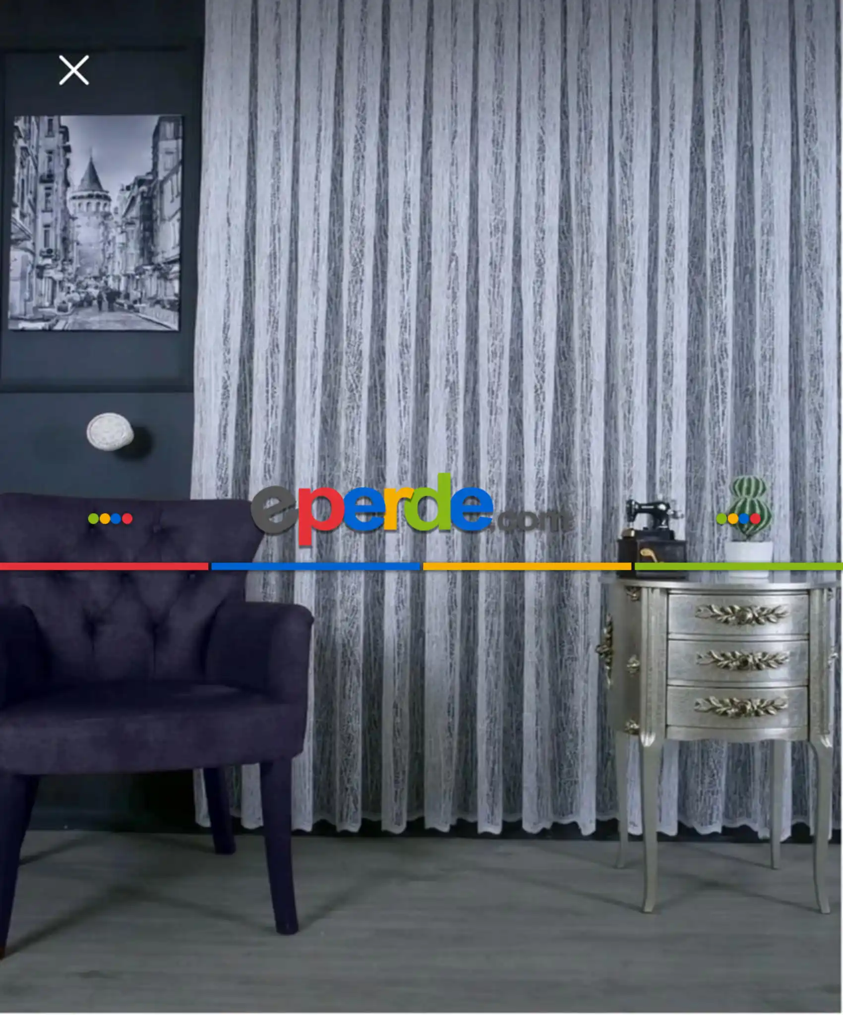 Örme Ağaç Kabuğu Desen Fransız Dantel Tül Perde