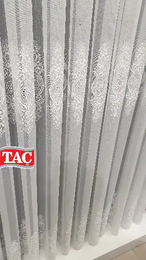 Salon Tül - Taç Damask Trend Zemin Sıra İşlemli Ütü İstemez Kırışmaz Salon Tül