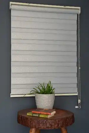 Halim Perdesan Bl-101 Açık Gri Renk Etekli Veya Eteksiz Karartma Zebra Stor Perde