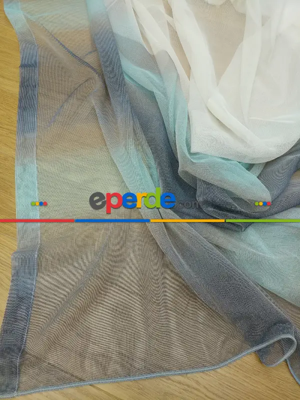 Salon Tül Perde - 1.kalite Degrade Renk Geçişli Şantuk Keten Tül Perde Perdesi 2021- Gri-Füme-Antrasit