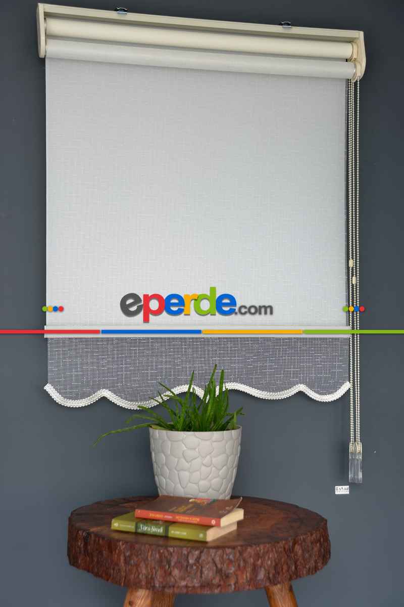 Halim Perdesan Dacuz-90 Beyaz Renk Etekli Veya Eteksiz Çift Mekanizmalı Tül Stor Perde