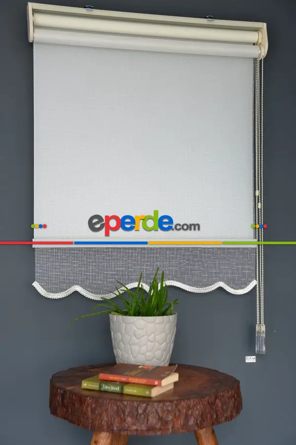 Halim Perdesan Dacuz-90 Beyaz Renk Etekli Veya Eteksiz Çift Mekanizmalı Tül Stor Perde