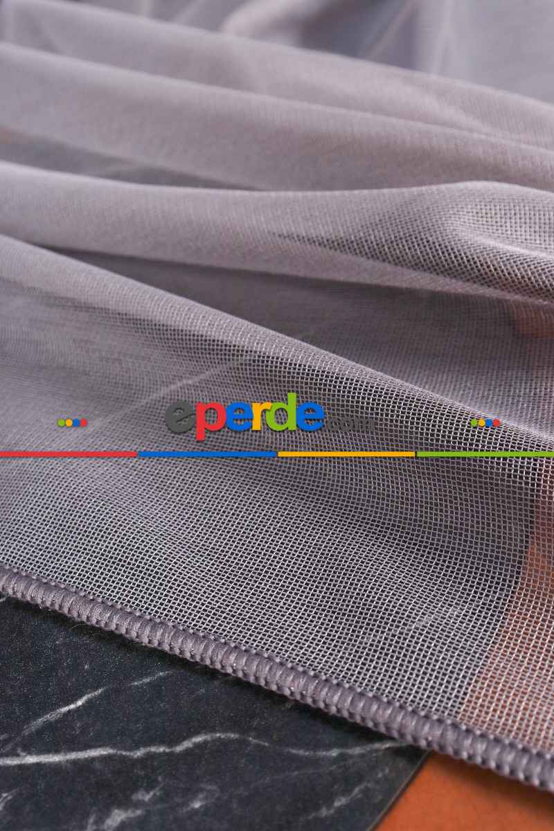 Salon Tül Modelleri - Ofelya Gri - Düz Tül Perde