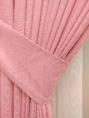 Pembe Renk Düz Sade Fon Perde ( En 150cm Dökümlü Fon )- Pembe Açık