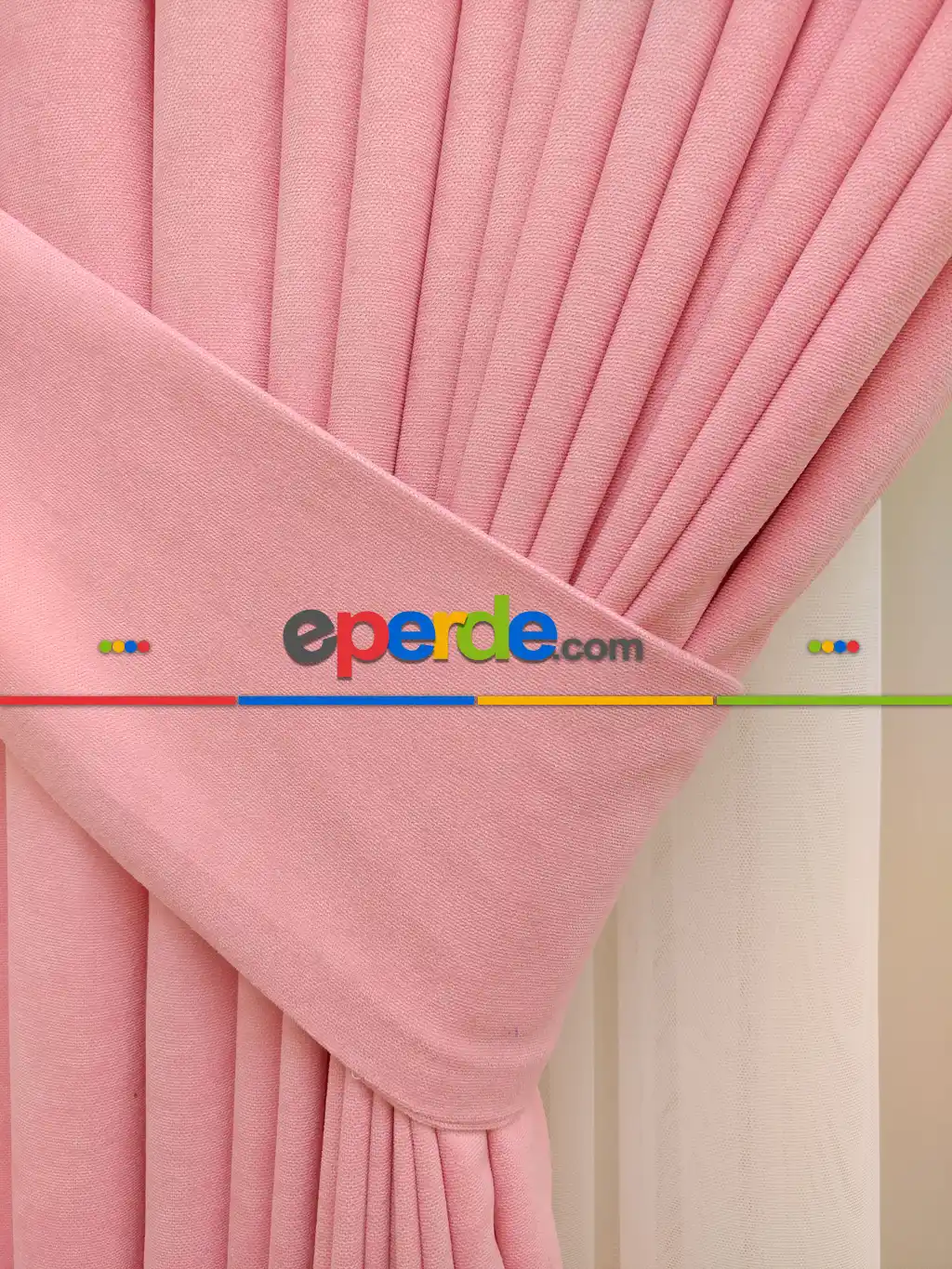 Pembe Renk Düz Sade Fon Perde ( En 150cm Dökümlü Fon )- Pembe Açık