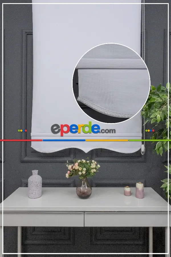 Stor Perde Düz Polyester Stor Güneşlik 1 Kalite Yıkanabilir Çiğ Beyaz