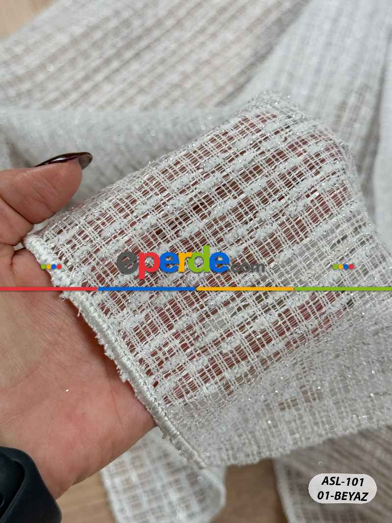 Simli Özel İplik Doğal Dokulu Düz Tül Perde - Özel Dokuma Ağır Gramajlı Premium
