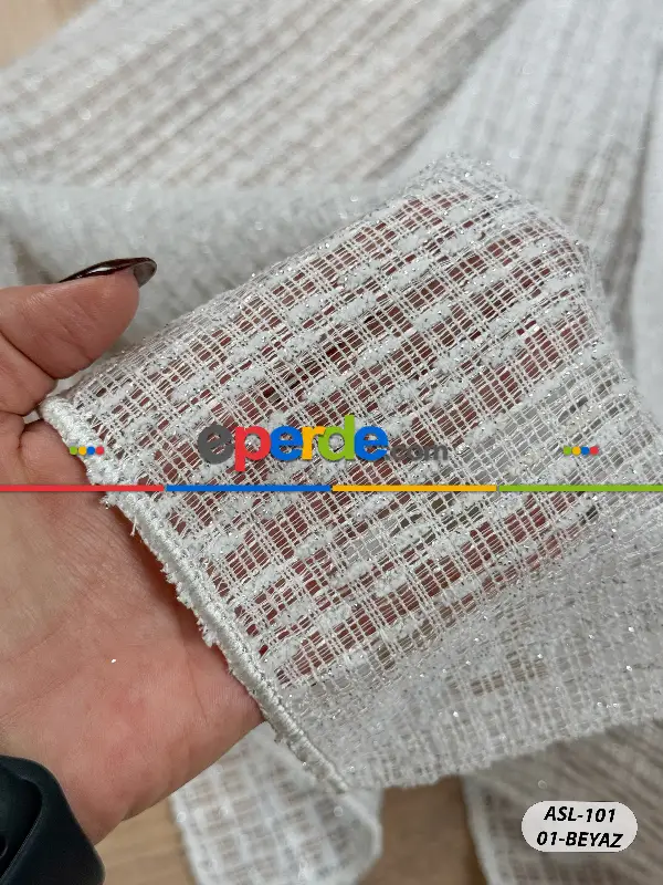 Simli Özel İplik Doğal Dokulu Düz Tül Perde - Özel Dokuma Ağır Gramajlı Premium