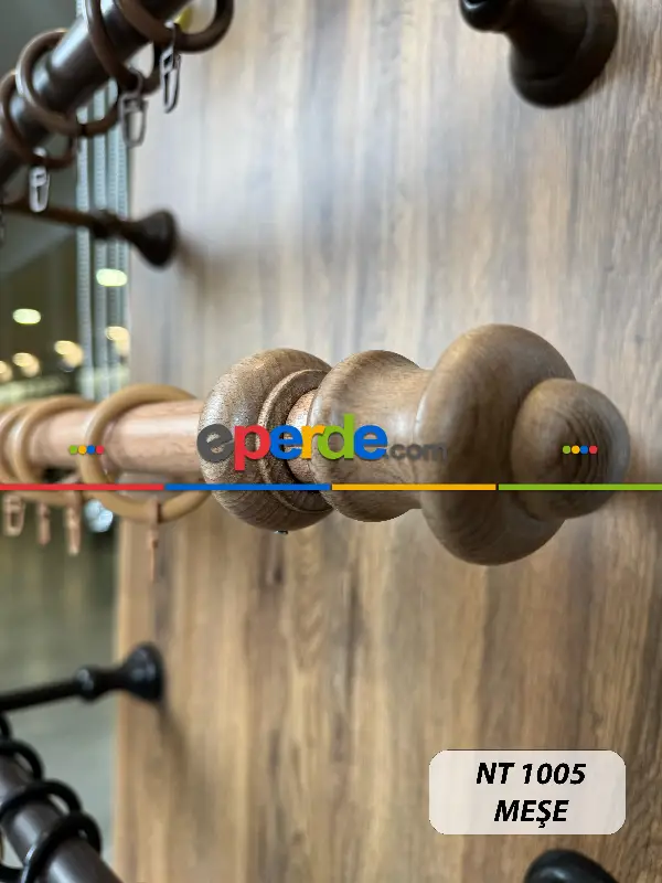 Meşe Raylı Veya Raysız Plastik Halkalı Rustik Perde Askısı