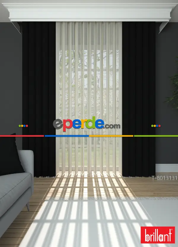 Brillant Akıllı Tül Siyah Perde Tül Dikey Zebra Perde Düz 1. Kalite