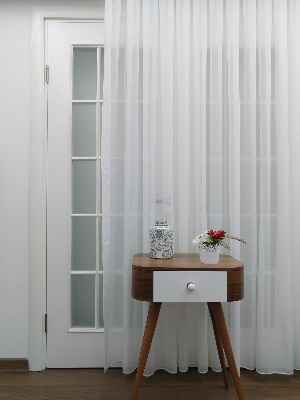 Salon Tül - Düz Tül Pırıltılı Zemin Perde- Ekru