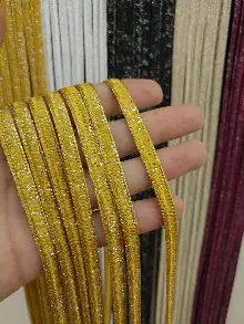 Altın Rengi İp Perde İpek Koza Serisi- Sarı-gümüş