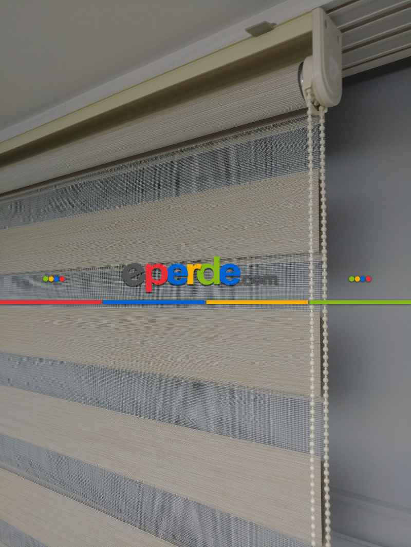 Karartma Zebra Perde - Blackout Zebra Perde-ışık Geçirmez Zebra Perde- Bej