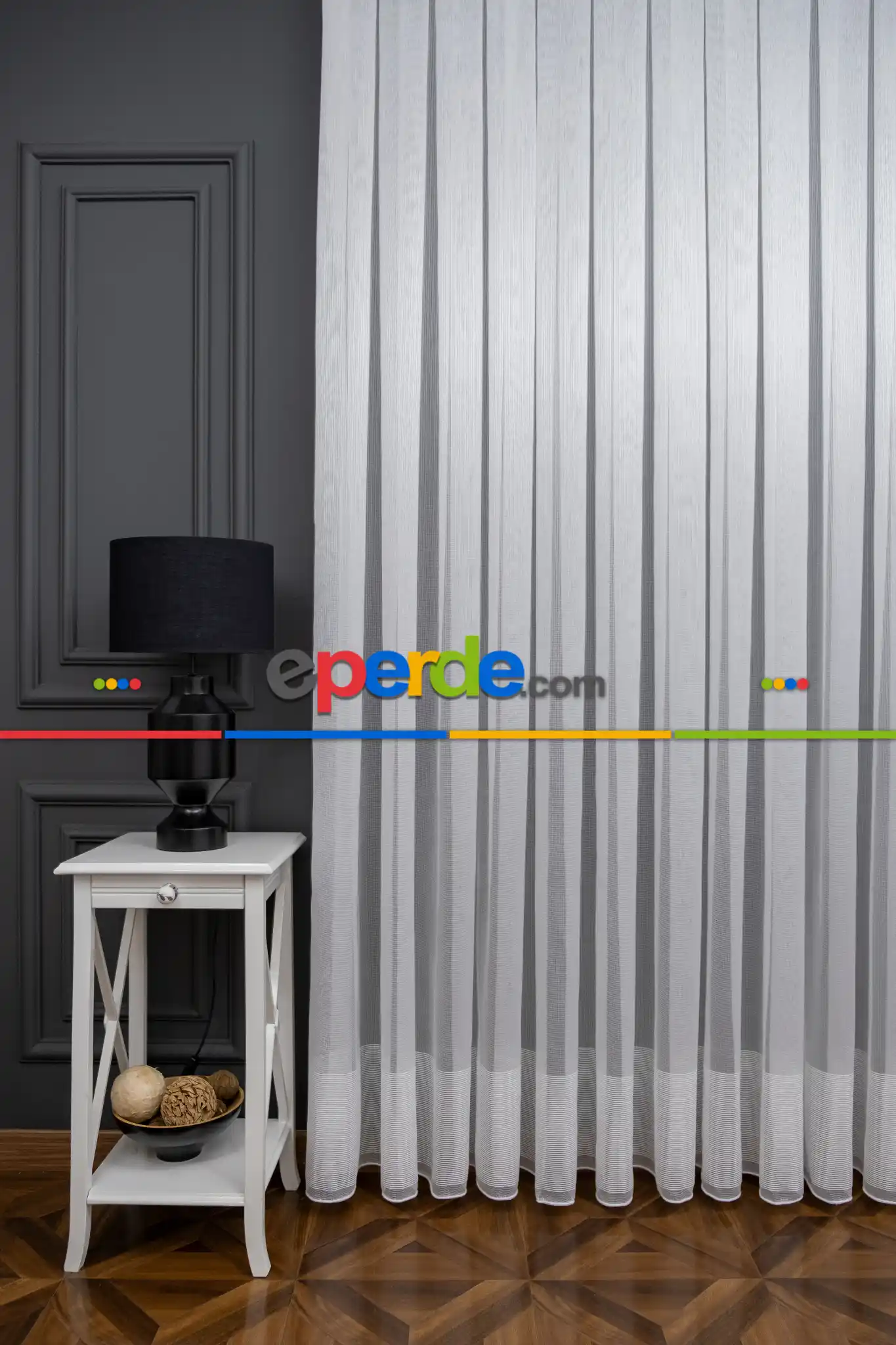 Salon Tül Modelleri - 2022 Etek Örme Bantlı Sugar Tül Perde 2165