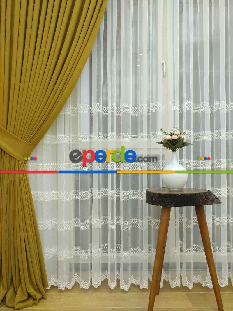 Hardal Rengi Düz Fon Perde Dökümlü Birinci Kalite 300 Cm Geniş En Daha Hesaplı- Hardal-hardal Sarısı