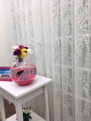 Spor Sarmaşık Desenli Tül Perde - Kruvaze Model Dikiş Seçenekli - Örme Tüldür - Ütü İstemez