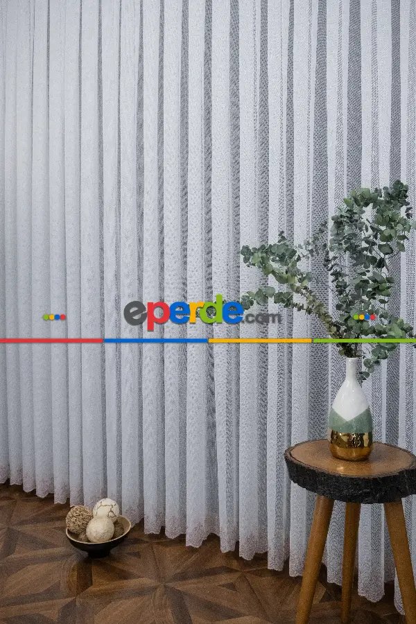 Salon Tül Perde - Şehrazat Fransız Danteli Etek Ucu Pembe Nakışlı Örme Tül