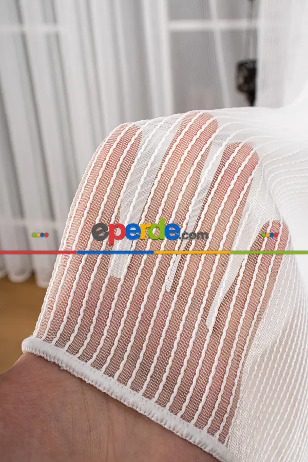 Salon - Özel Sık Zincir Tül Perde - Ekru