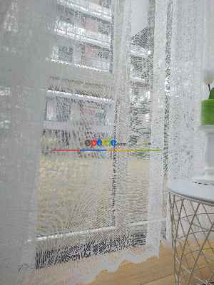 Fırsa Ürünü!! Hazır Ölçülü Spor Desen Fransız Dantel Patine Desenli Sık Pileli Tül Perde