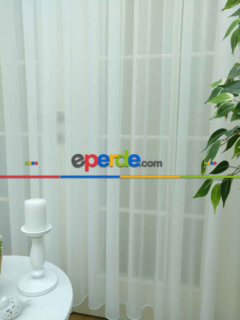 Yatak Odası - Zümrüt Düz Tül Perde (ekru Renk)- Ekru