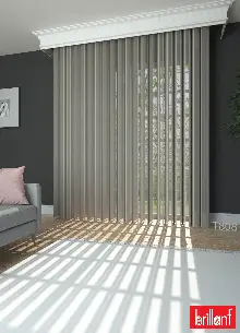 Brillant Akıllı Tül Perde Kahverengimsi Gri Renkli Tül Dikey Zebra Perde Düz 1. Kalite