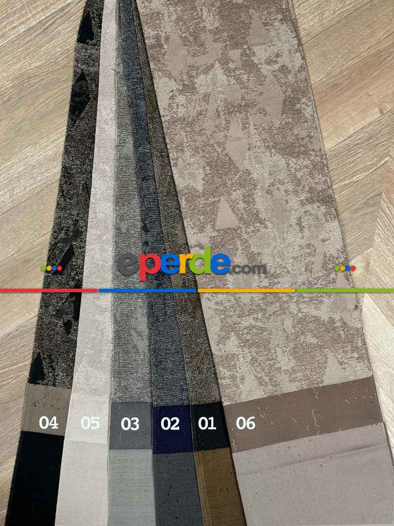 Salon - 6 Farklı Renk Orta Pano Desenli Jakar Dokuma Fon Perde, Premium Kalite Seri 100cm X 1cm 