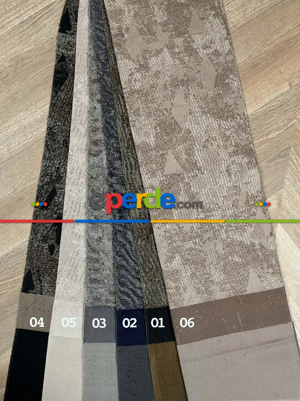 Yatak Odası - 6 Farklı Renk Orta Pano Desenli Jakar Dokuma Fon Perde, Premium Kalite Seri 100cm X 1cm 