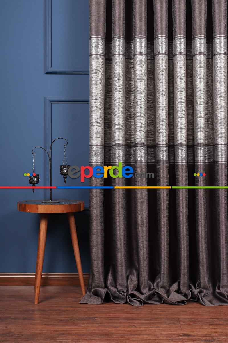 Yatak Odası Fon Perde - Füme - Gümüş Pano Fon Perde